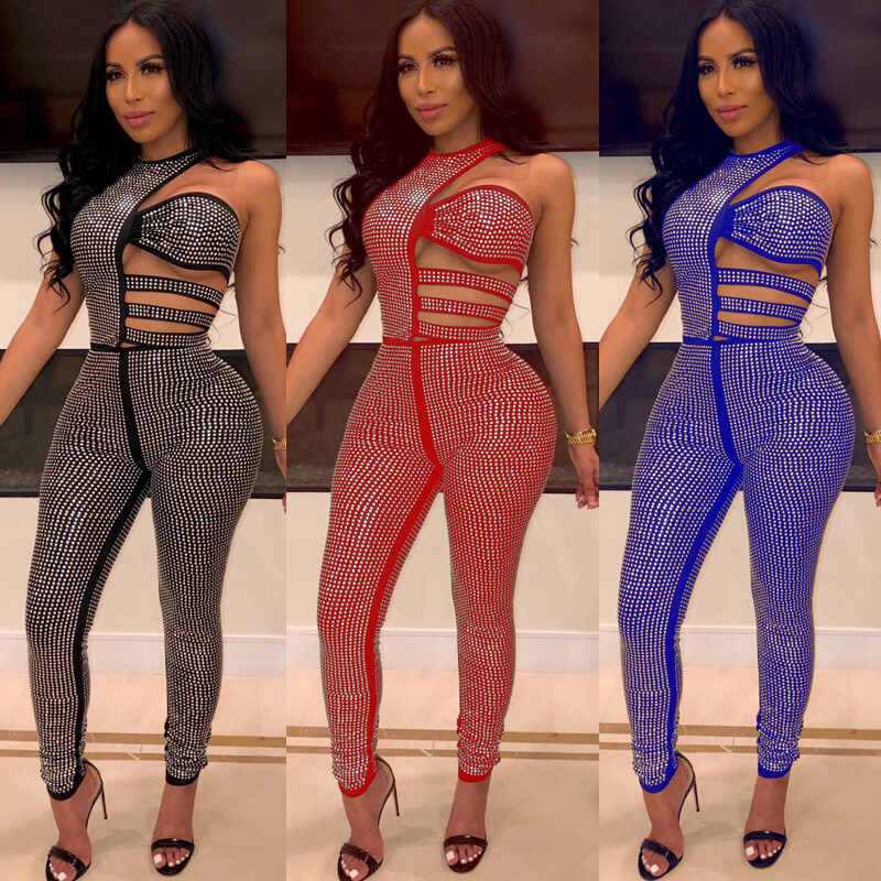 rhinestone studded jumpsuit